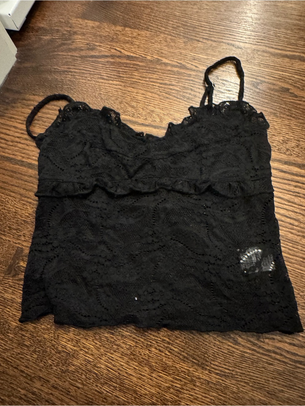 Delicate Black Lace Cami with Scallop Trim